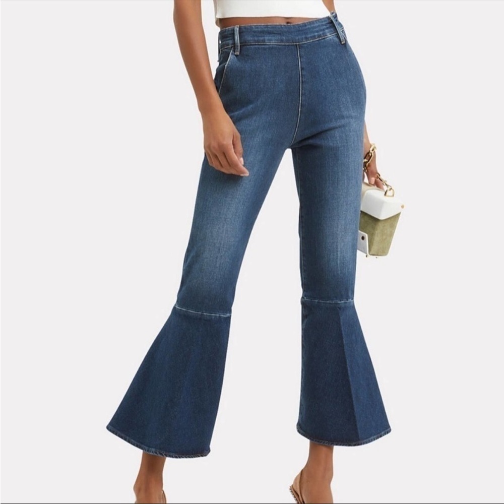 FRAME Flounce Side Zip Flare Jeans Delavan Wash - Picture 2 of 13
